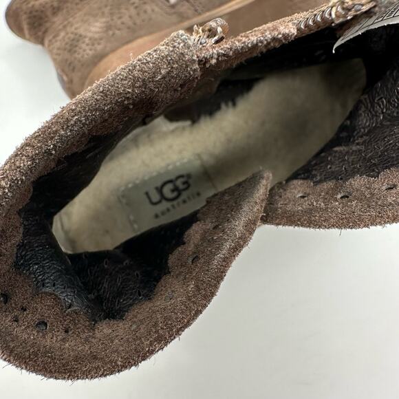 Like New Womens 7.5 Brown UGG Darling Suede Perf Zip Ankle Booties - Picture 6 of 6